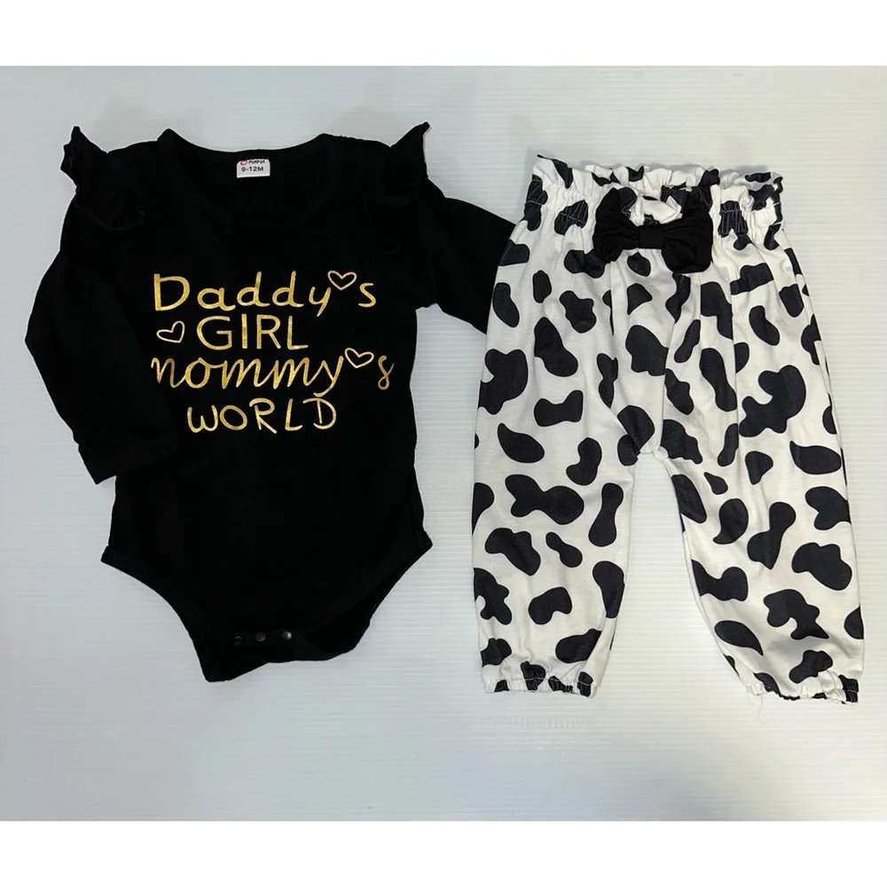 PatPat Outfit Set Baby Girl Size 9-12M Black/White Daddy’s Girl Mommy’s World